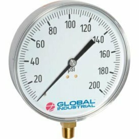 WIKA INSTRUMENT Global Industrial„¢ 4-1/2" Contractor Gauge, 300 PSI, 1/4" NPT LM, Stainless Steel 52926333